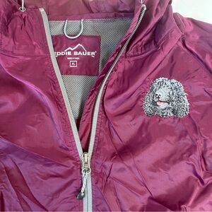 Eddie Bauer x AKC Windbreaker Women’s Jacket XL Burgundy Maroon Dog Poodle‎
